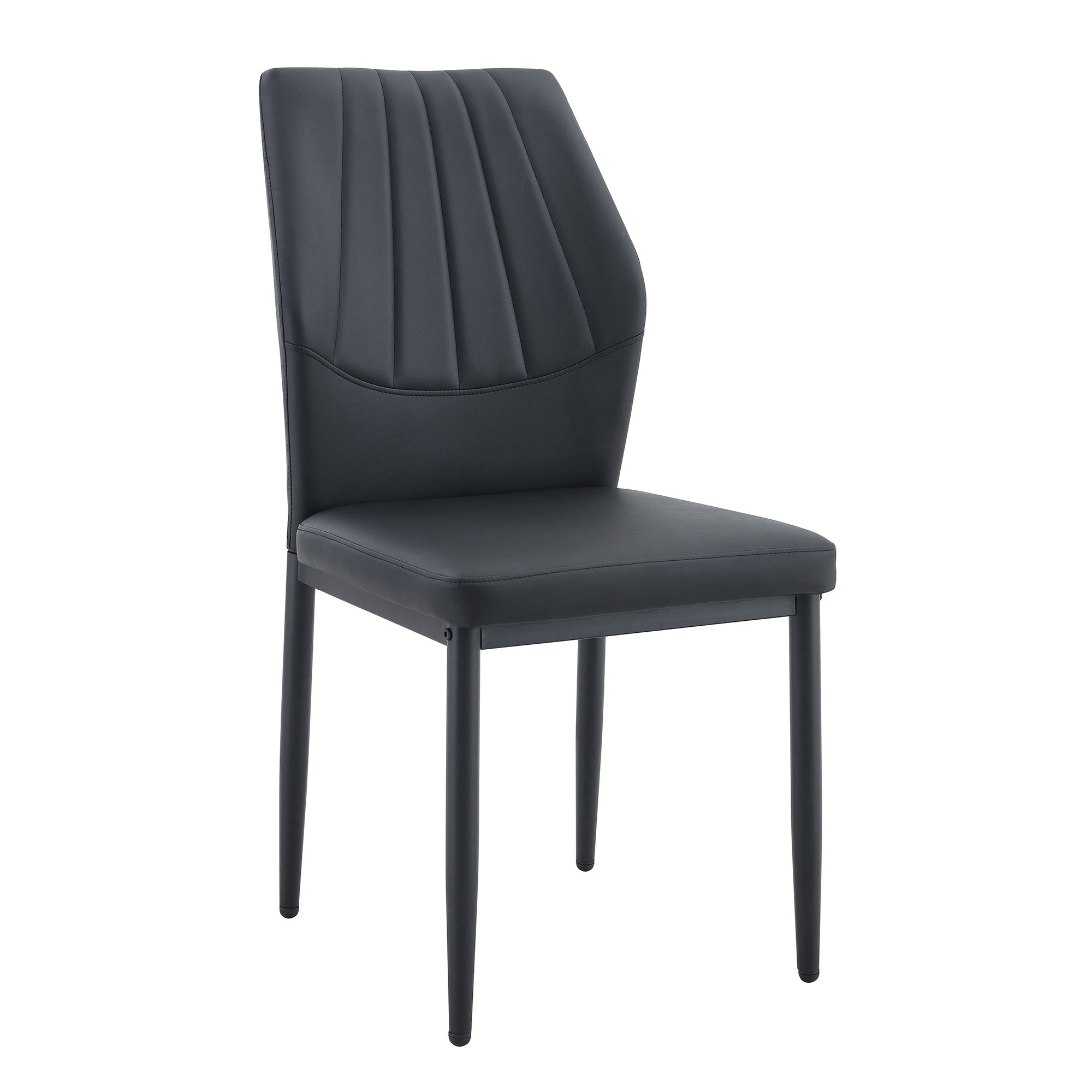 Set of 4 Black Dining Chairs, 37 inches High: Ergonomic PU Backrest, Combines Comfort and Style in Breathable PU Leather and Metal Frame