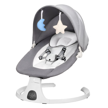 Baby Swing Infant Swing Electric Toddler Baby Rocker Portable for Newborn Boy Girl, 5 Natural Motion Speeds with Remote Control, Preset Melodies, Timer and Bluetooth, 0 - 12 Months Max 20 Lbs (GREY)