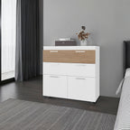 Golva Dresser with Tilt-Out Drawers and Lower Cabinet Storage, White / Natural Oak