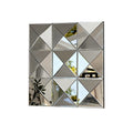 Modern 3D Beveled Glass Wall Mirror with Black Plywood Frame, Silver Finish, Large Square Design for Living Room Bedroom Dining Room Decor