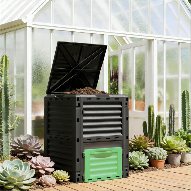 Outdoor Large Capacity Composter,Garden Compost Bin,Fertile Soil Aerating Box