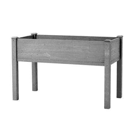 Elevated Wooden Garden Bed 48x24x30 inch with Legs, Premium Gray Solid Wood Planter Box for Outdoor Plants Flowers Fruits Vegetables Herbs