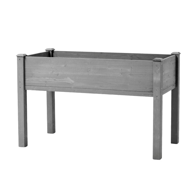 Elevated Wooden Garden Bed 48x24x30 inch with Legs, Premium Gray Solid Wood Planter Box for Outdoor Plants Flowers Fruits Vegetables Herbs