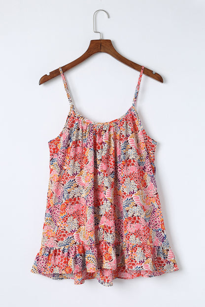 Multicolor Floral Print Spaghetti Straps Sleeveless Top - Eloy Royal