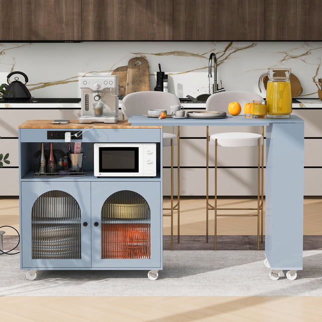 Kitchen Island on Wheels with LED Lights