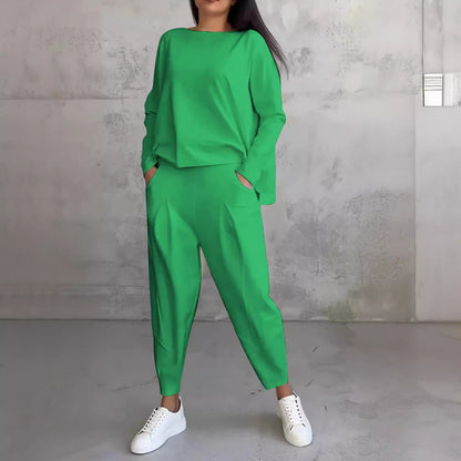 Women's Irregular Design Long-sleeved Sweater Harem Pants Suit