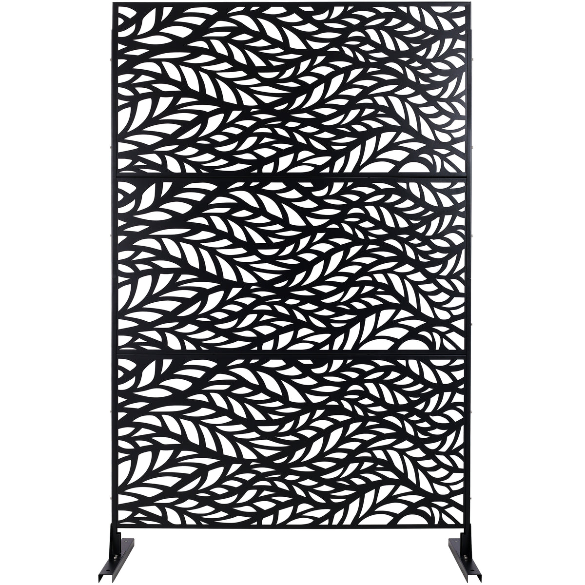Outdoor & Indoor Privacy Screen Metal Privacy Screen 76' H×48' W, Freestanding Decorative Privacy Screen for Deck Balcony Patio, Privacy Fence Panels for Outside Lawn Garden PS110 BLACK
