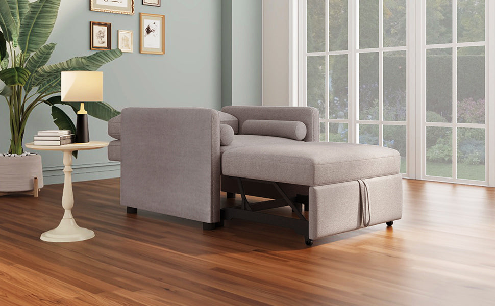 Delmont 3-in-1 Convertible Sleeper Chair, Tan Linen