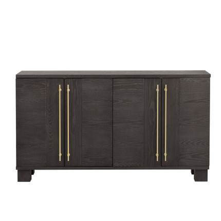 TREXM Traditional-Style Wood Sideboard Buffet Cabinet with Adjustable Shelves and Gold Handles