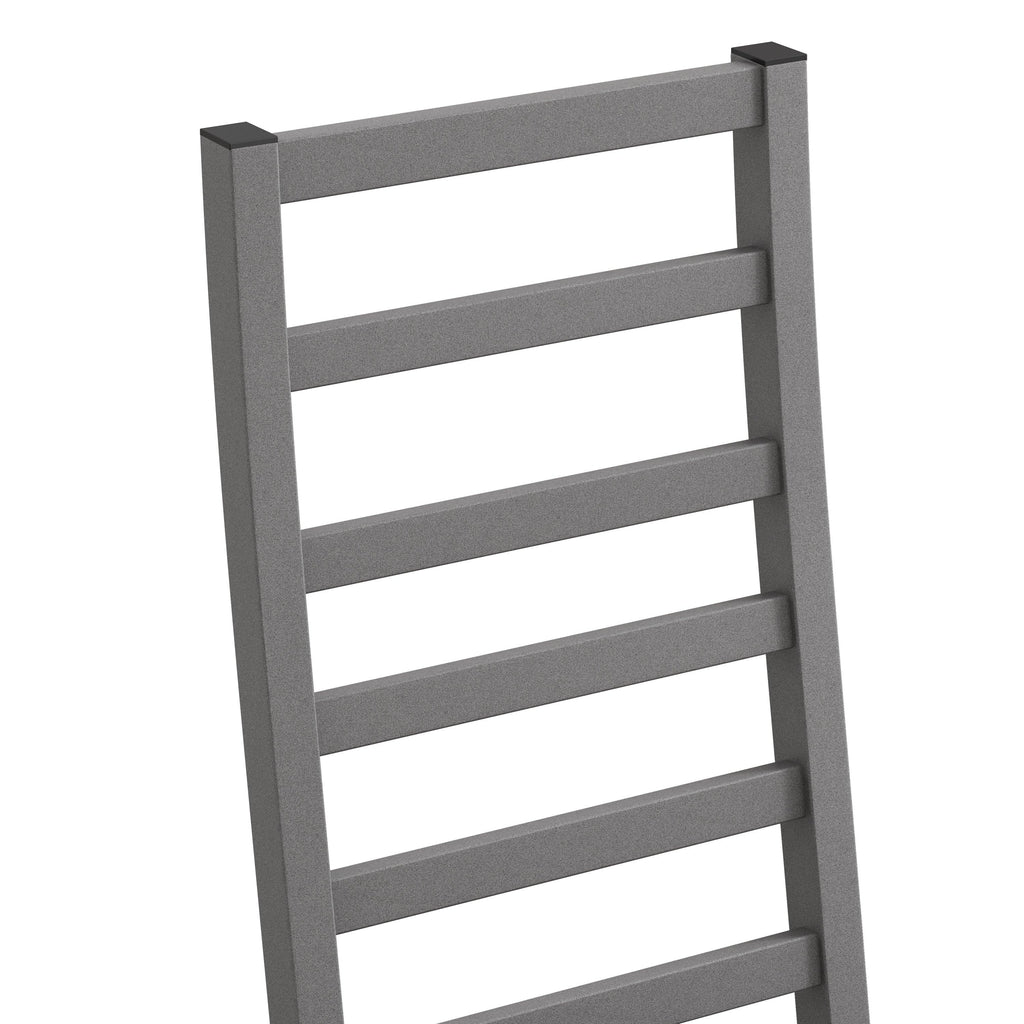 Grey Metal Dining Chairs Set of 2 with Steel Legs and PU Leather Seats, High Back Armless Design for Kitchen or Living Room - Eloy Royal