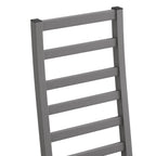 Grey Metal Dining Chairs Set of 2 with Steel Legs and PU Leather Seats, High Back Armless Design for Kitchen or Living Room - Eloy Royal