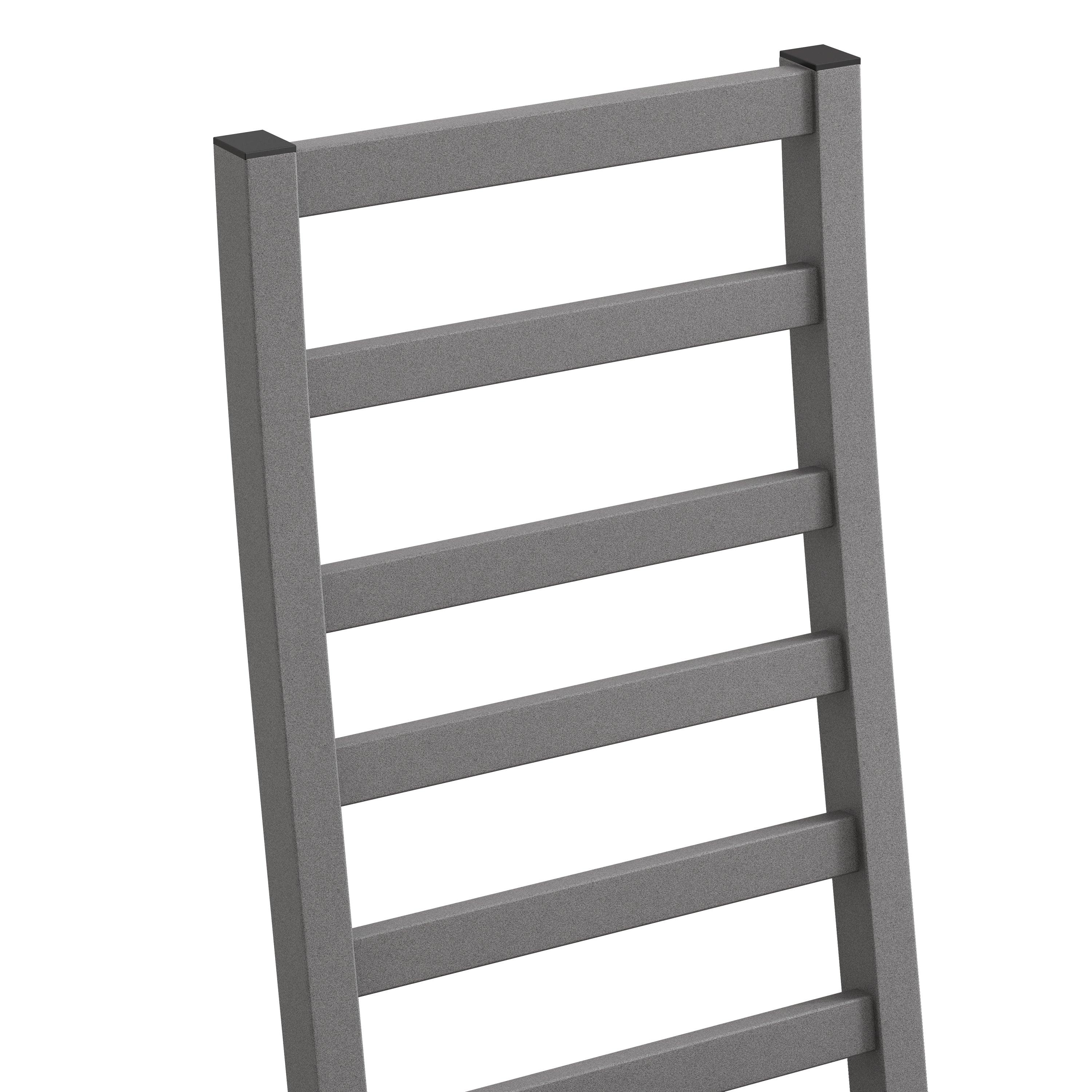 Grey Metal Dining Chairs Set of 2 with Steel Legs and PU Leather Seats, High Back Armless Design for Kitchen or Living Room - Eloy Royal