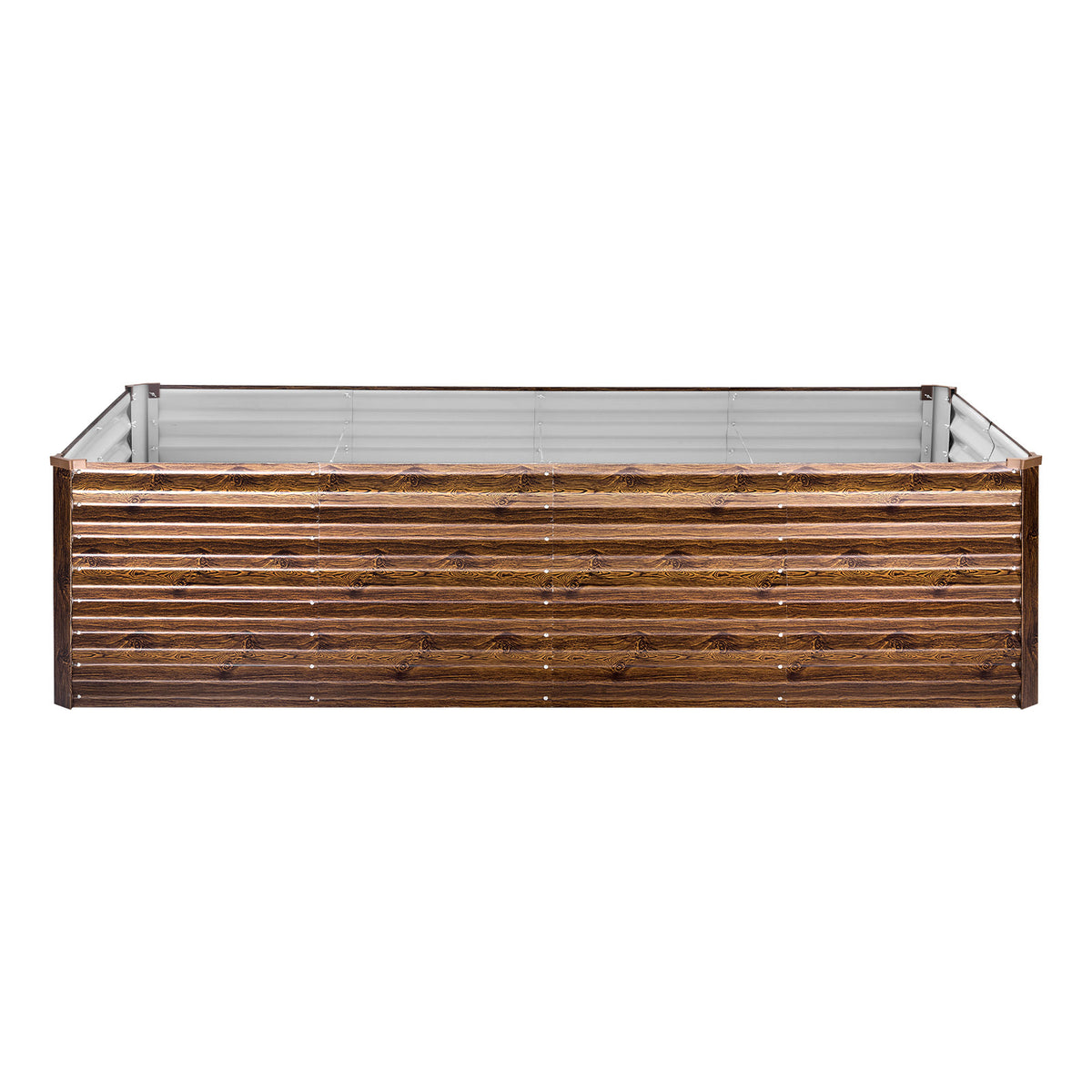 Galvanized Raised Garden Bed, 8 x 4 x 2 ft, Rectangular Metal Planter Box Kit Outdoor, Bottomless Elevated Planting Box with Gloves, Alu-Zinc, for Growing Flowers Vegetables, Deep Wood Grain