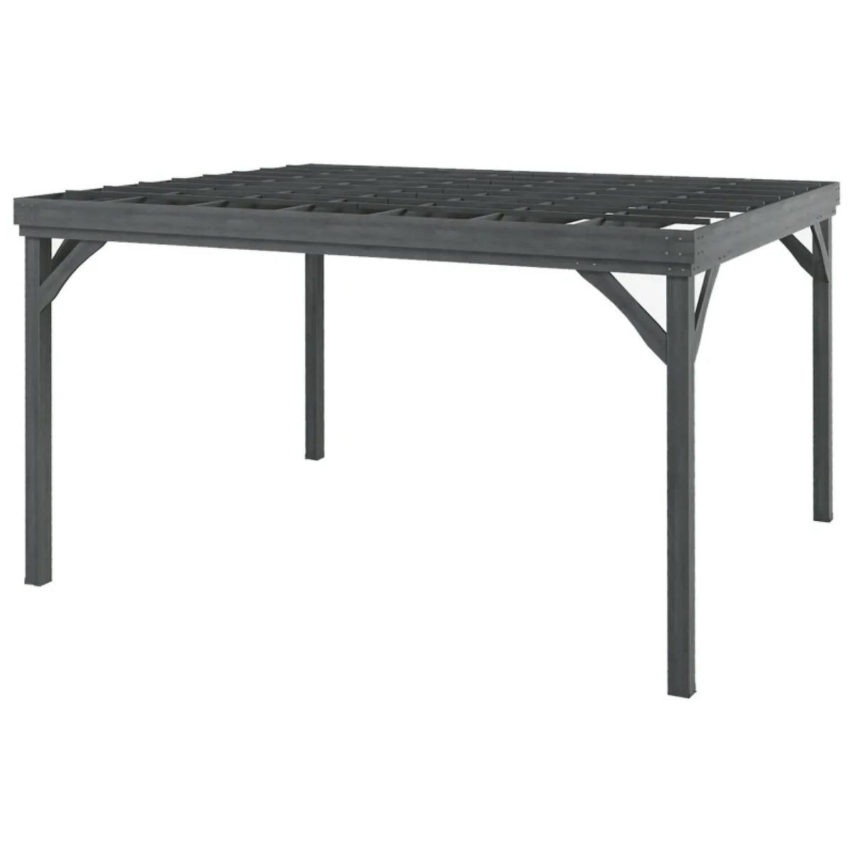 Patio Grape Vine Gazebo Outdoor Wooden Pergola with Open Roof for Climbing Plants, Gray Fir Wood Frame, 143.75' L x 118' W x 84.75' H