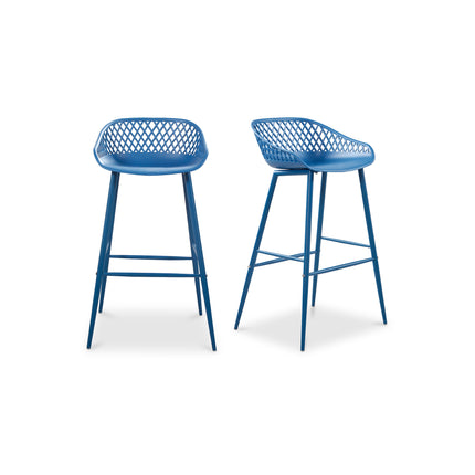 Outdoor Bar Stool Durable Resin, Blue - Set of 2