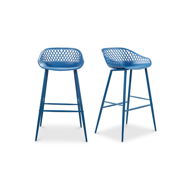 Outdoor Bar Stool Durable Resin, Blue - Set of 2