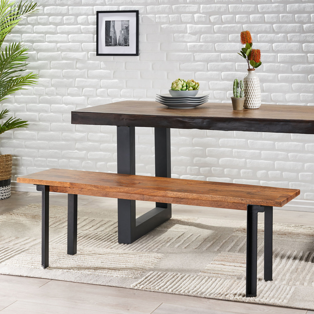 Indoor Carlisle Benches, Black + Country Brown