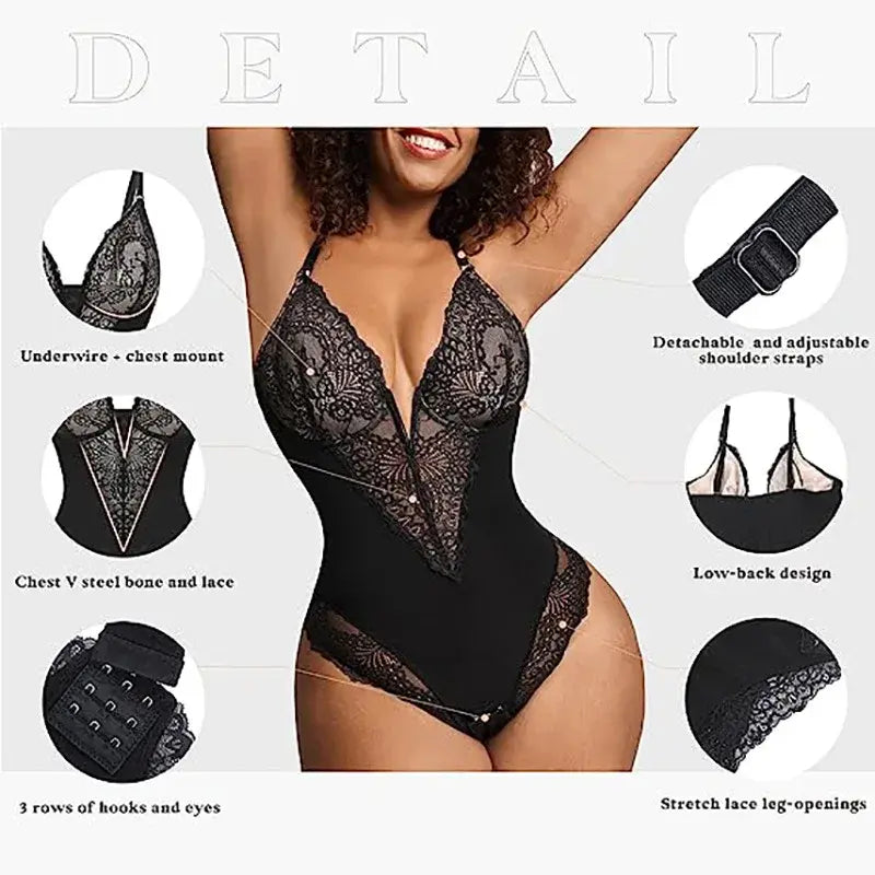 Lace V-Neck Shapewear - Eloy Royal