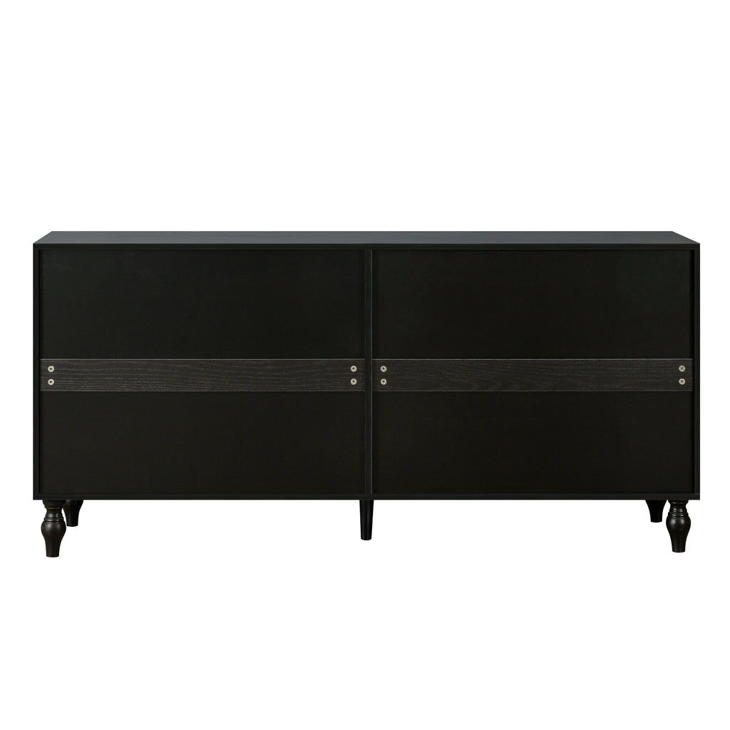 Vintage White Large Faceted Carved And Spliced Doors Combined With Black Frames For TV Stand Table,Sideboards, Accent Cabinets