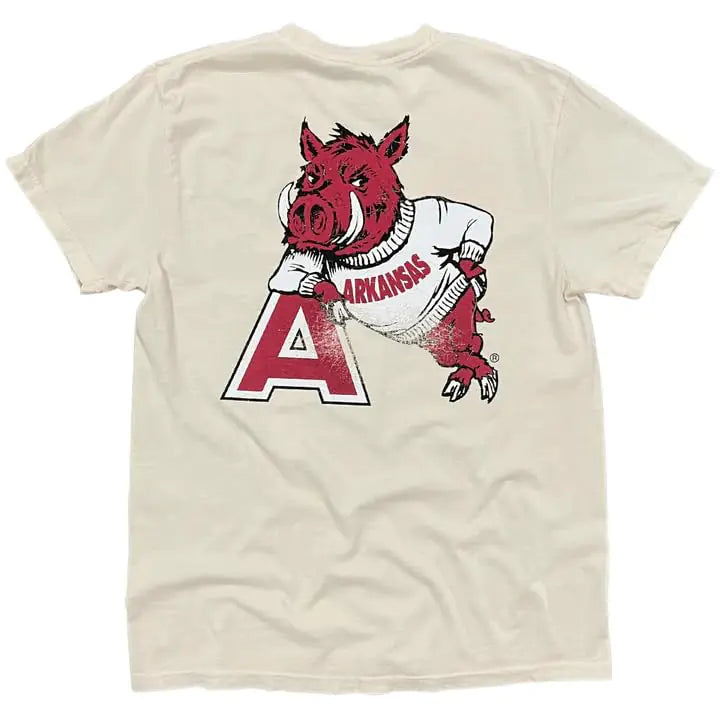 Houndstooth Clothing Co. Arkansas Razorback Leaner Tee Officially Licensed NCAA 100% Cotton Mens and Womens SM-2XL Ivory - Beige Ivory - Beige Large