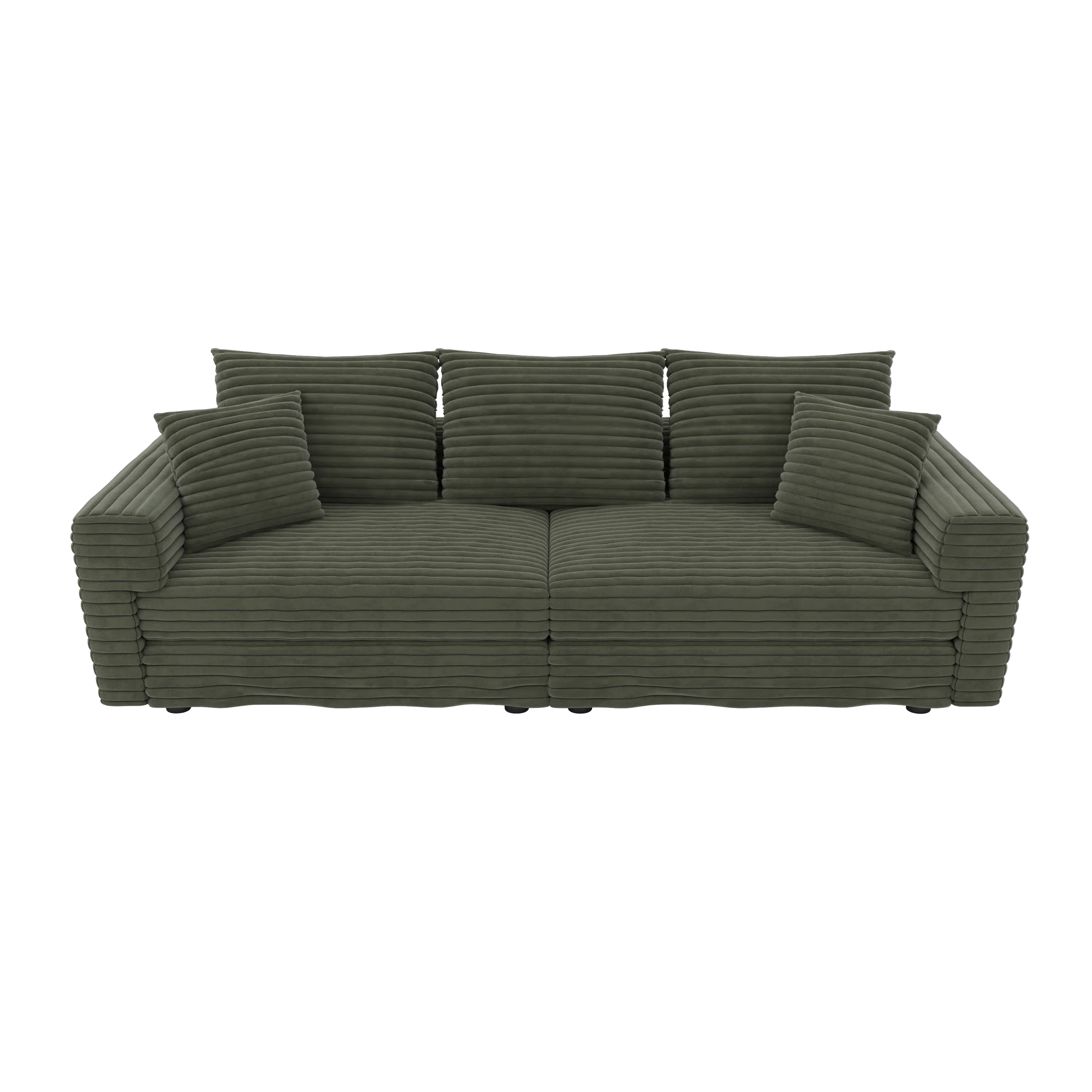 82.7 'Plush Corduroy 3-Seat Sofa,Modern Comfy Upholstered Sofa Cloud Couch,Deep Seat Couches with Soft Pillows and 3 Ottomans,Convertible Sofa Lounge Chair,Green - Eloy Royal