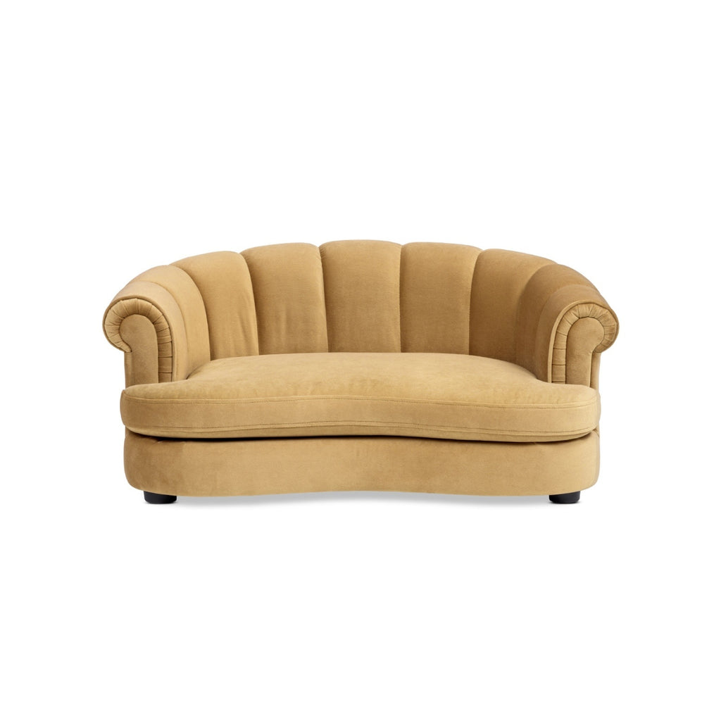 Halle Rolled Arm Channel-Tufted Dog Sofa Bed, Medium, Gold Velvet