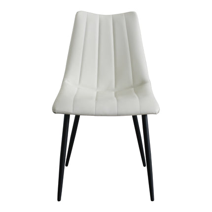 Dining Chair, Vegan Leather Upholstery, Metal Legs, Ivory - Set of 2
