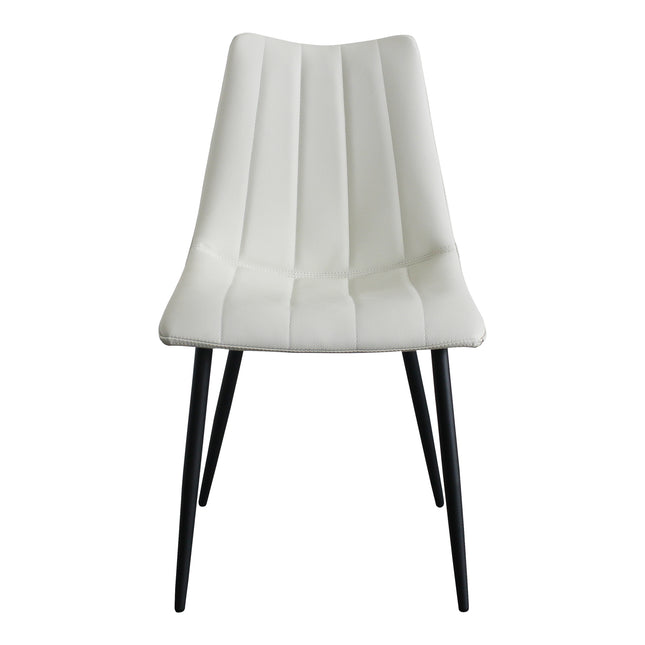 Dining Chair, Vegan Leather Upholstery, Metal Legs, Ivory - Set of 2