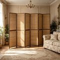 6 Panel 6FT Hand-Woven Bamboo Room Divider, Brown Folding Privacy Partition Screen