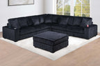 Contemporary Style 6-PC Modular Sectional Sofa Set USB Cup Holder Black Finish Corduroy Living Room Furniture Couch