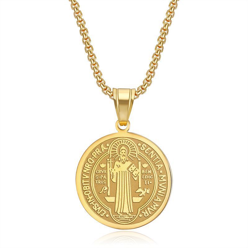 Stainless Steel Priest St Benedict Necklace