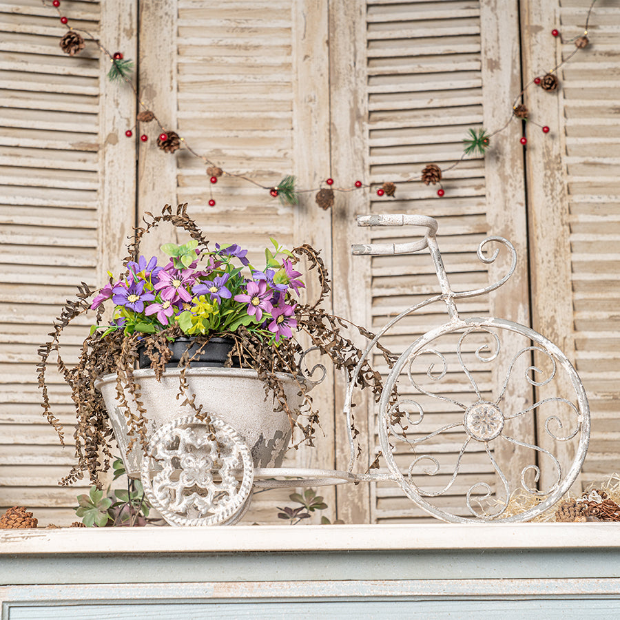 Rustic Bicycle Metal Wire Wall Planter Basket, Decorative Hanging Flower Pots, Vintage Bicycle Wall Art for Home, Garden, and Office Decor