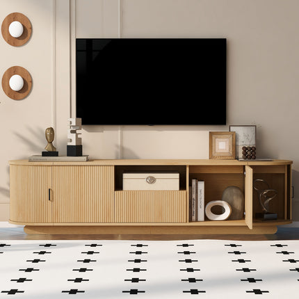 U-Can TV Stand with Open Shelf, Drawer, Cabinets, Hidden Sliding Storage, Rounded Corners, Waterproof , 78.7' W,  Fits 70'-75' TVs
