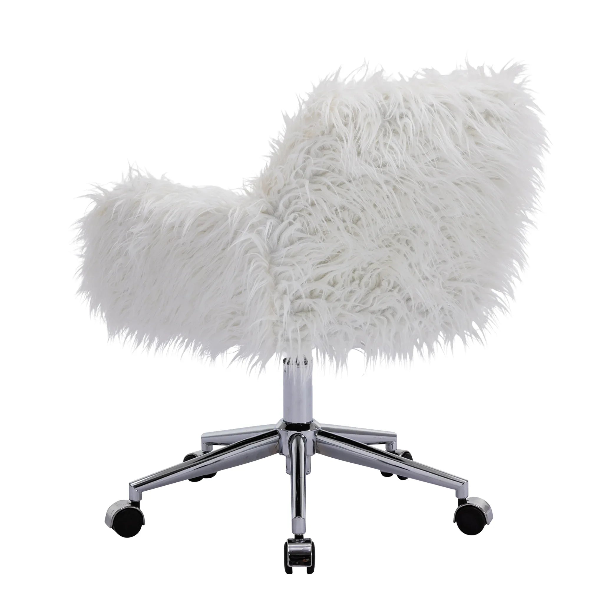HengMing Modern Faux fur home office chair, fluffy chair for girls, makeup vanity Chair - Eloy Royal