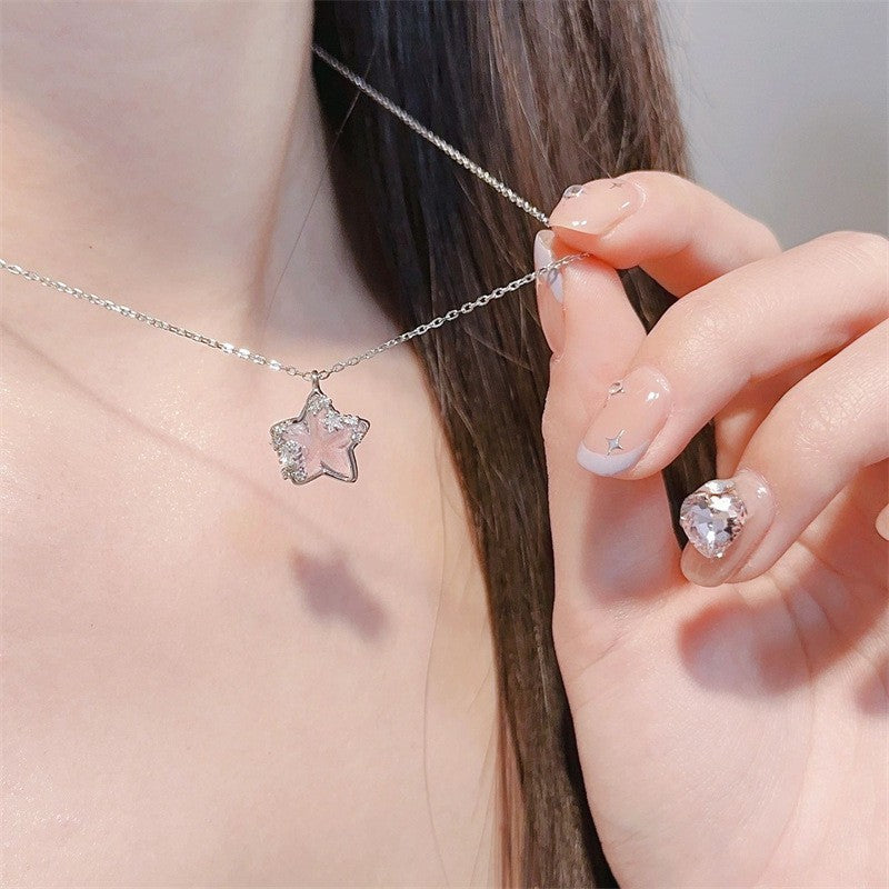 Color Changing Star And Moon Necklace Titanium Steel No Fading Clavicle Chain