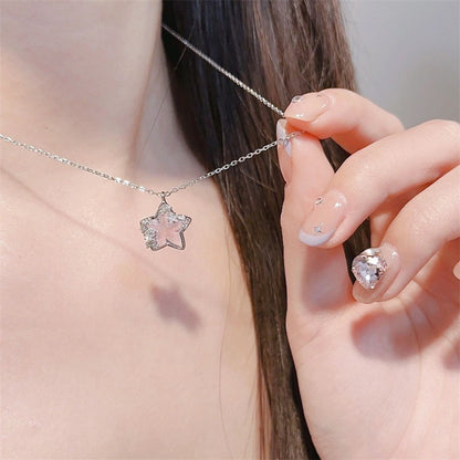 Color Changing Star And Moon Necklace Titanium Steel No Fading Clavicle Chain