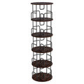 Rotating Bookshelf Tower 5 Tier, Spinning Bookcase, Revolving 360 Book Shelf Narrow Tall Bookcase, Vertical Turning Round Storage Bookshelf, Brown MDF+Iron
