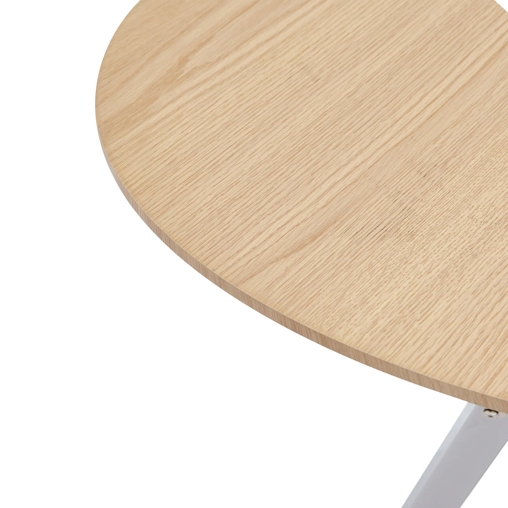 37Inch Round Dining Table, Small Round Kitchen Table With Silver Metal Legs, Suitable For 2 To 4 People, Modern Dining Room Table, Burlywood. - Eloy Royal