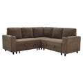 Nubby Upholstered L-Shape Sectional Sofa Bed with Pull-Out Sleeper and Storage in Coffee, Wood and Fabric Frame