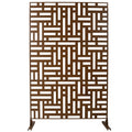 Outdoor & Indoor Privacy Screen Metal Privacy Screen 76' H×48' W, Freestanding Decorative Privacy Screen for Deck Balcony Patio, Privacy Fence Panels for Outside Lawn Garden PS103 BROWN