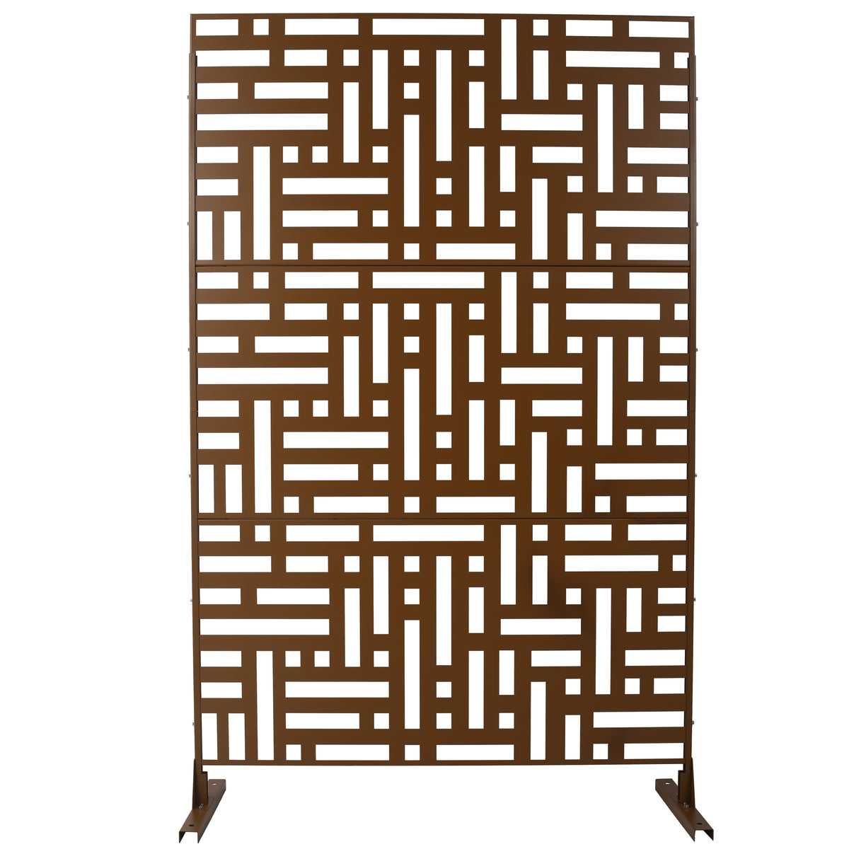 Outdoor & Indoor Privacy Screen Metal Privacy Screen 76' H×48' W, Freestanding Decorative Privacy Screen for Deck Balcony Patio, Privacy Fence Panels for Outside Lawn Garden PS103 BROWN
