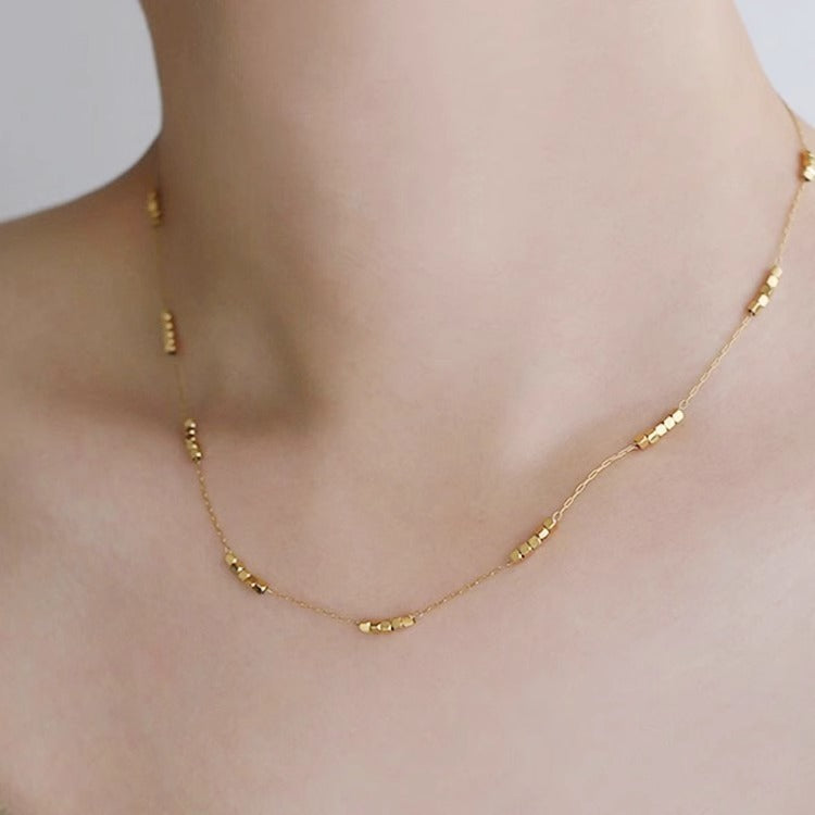 Simple Broken Silver Small Square Clavicle Chain Women's Necklace