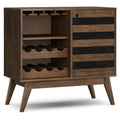Clarkson Mid Century Wine Cabinet in Rustic Natural Aged Brown Acacia Wood, 17' D x 39' W x 36' H