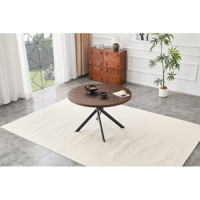 Round Foldable Dining Table for Small Spaces - MDF Material, Perfect for Dining Room, Tea Room & Cafe (Dark Walnut, 1Table)