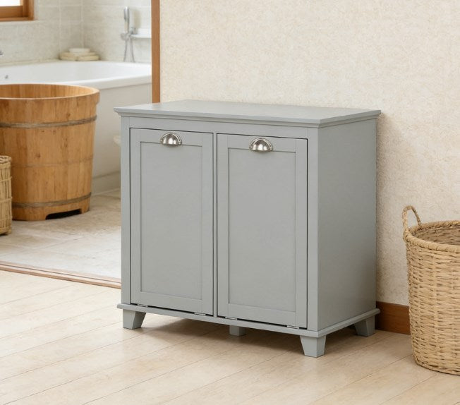 Bathroom Storage Cabinet,Dual Tilt out Laundry Hamper Cabinet,Bathroom Floor Cabinet
