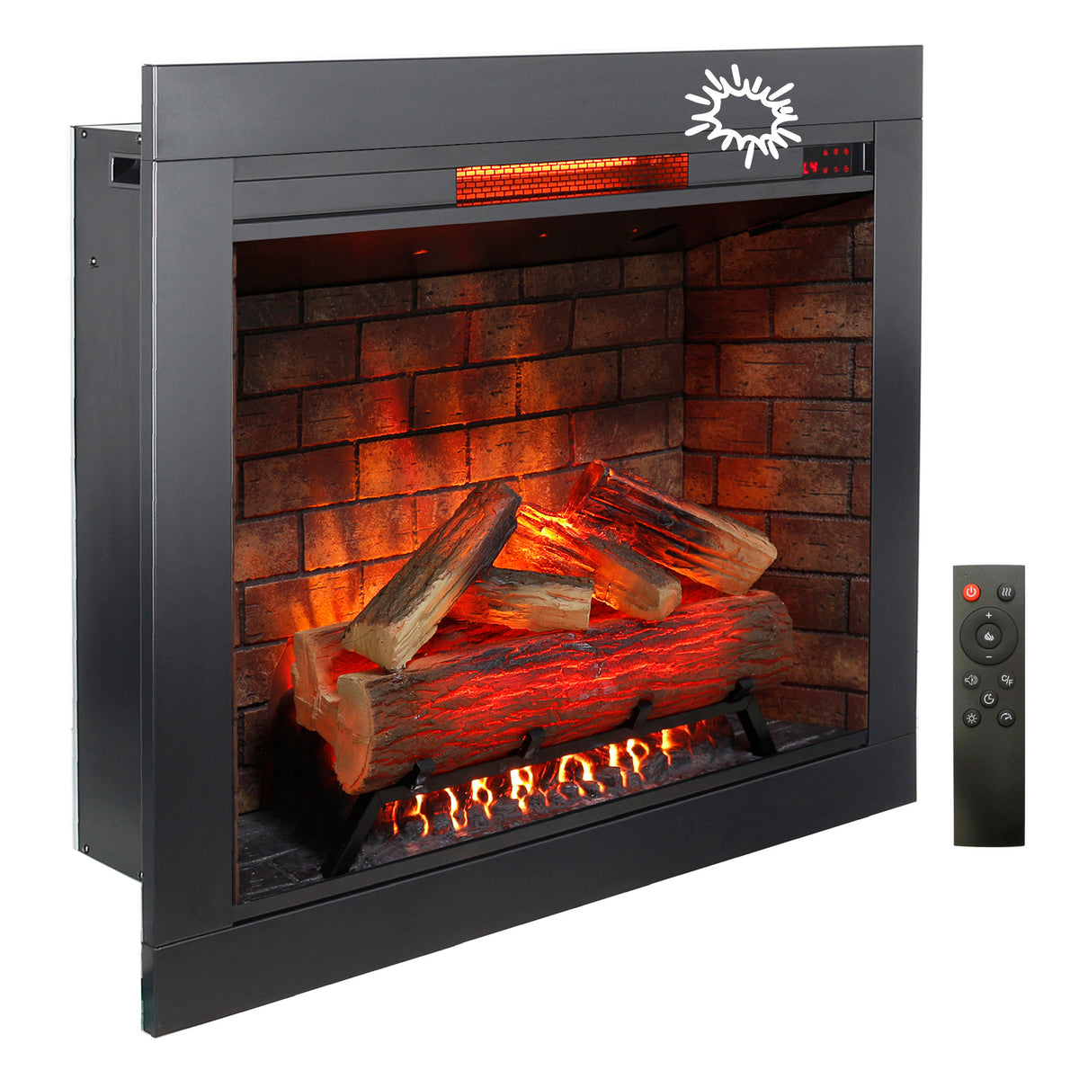 33 inch Infrared Electric Fireplace with Removable Trim kit Insert, Touch Panel Home Decor Heater, Smokeless Firebox With Fire Crackling Sound