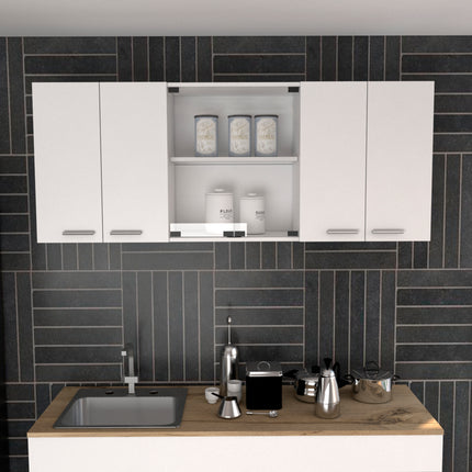 Superior Wall Cabinet Peoria, Four Interior Shelves, White Finish