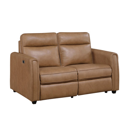 Modern Brown Power Reclining Loveseat USB Charging Ports Zero Wall Reclining Design Faux Leather Upholstery Living Room Furniture 1pc