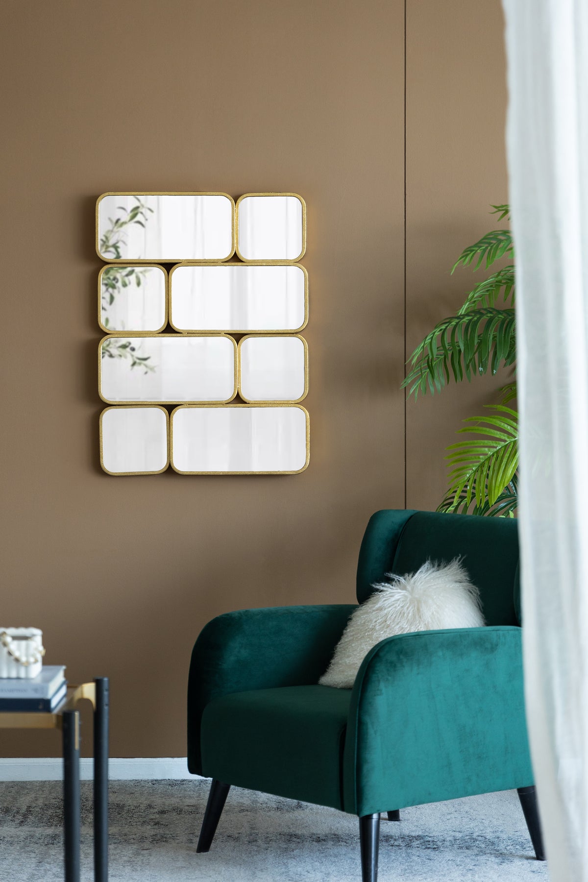 32' in Mirror with Golden Metal Framed Decorative Rectangle Mirror for Bedroom, Dressing Room, Hallway or Living Space