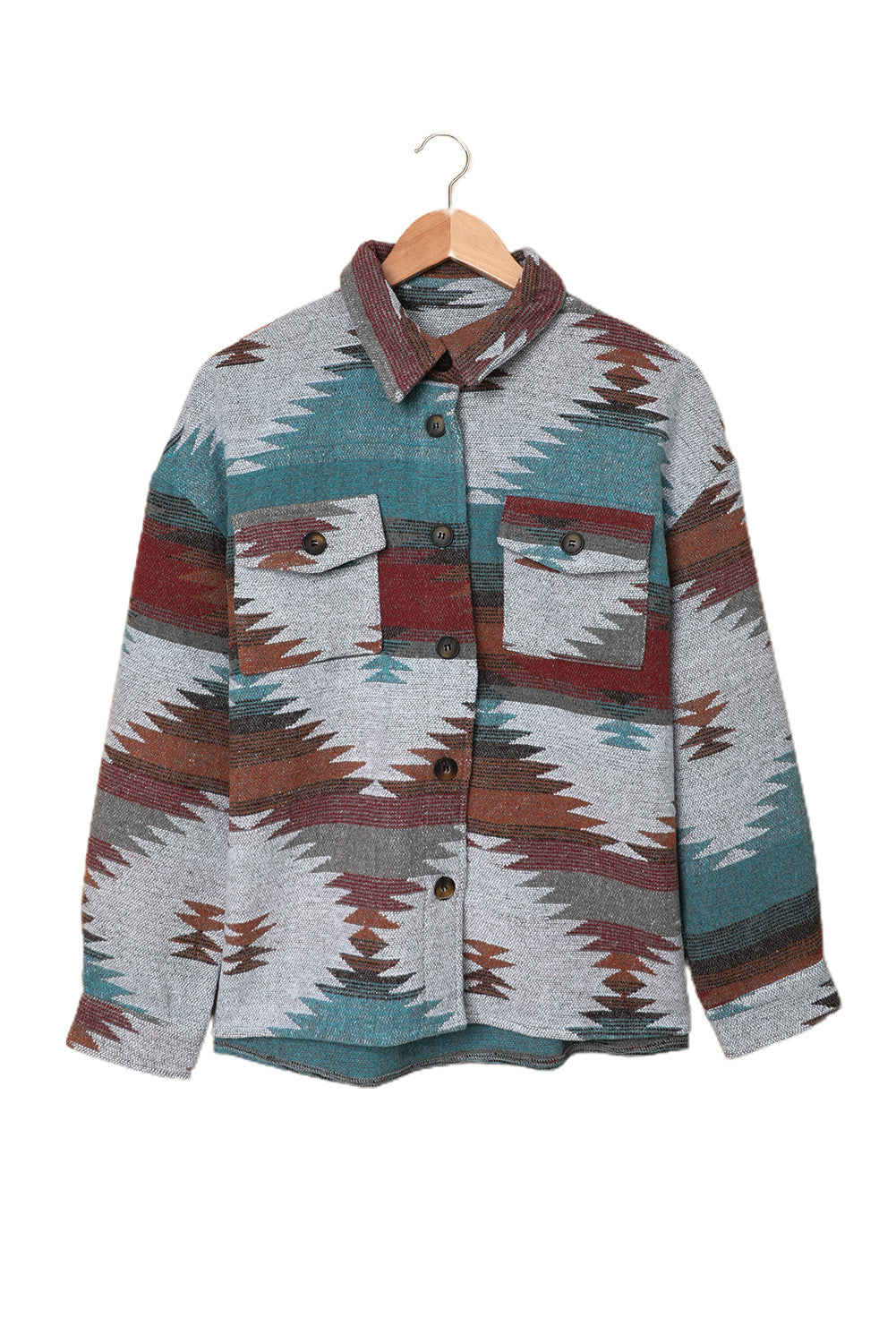 Multicolor Aztec Patch Pocket Buttons Front Jacket - Eloy Royal